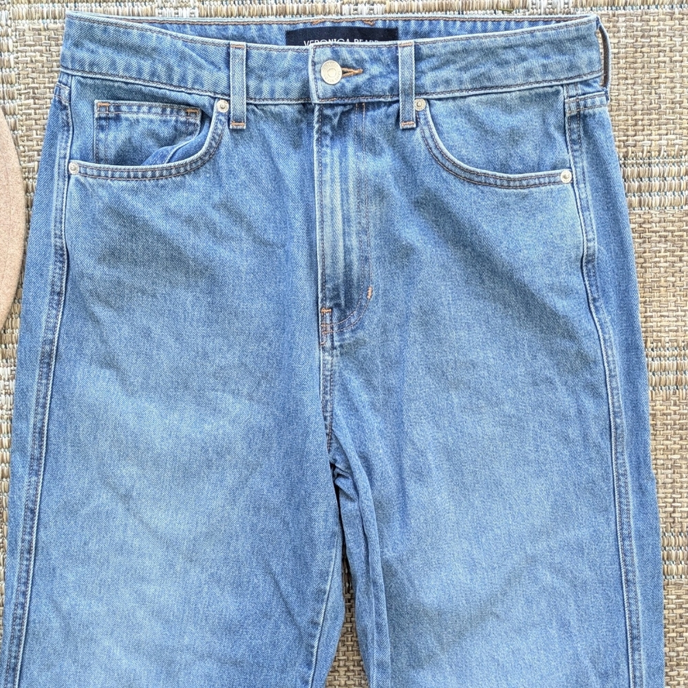 Veronica Beard Dylan Full Length Straight Leg High Rise Cuffed Jeans - Picture 7 of 14
